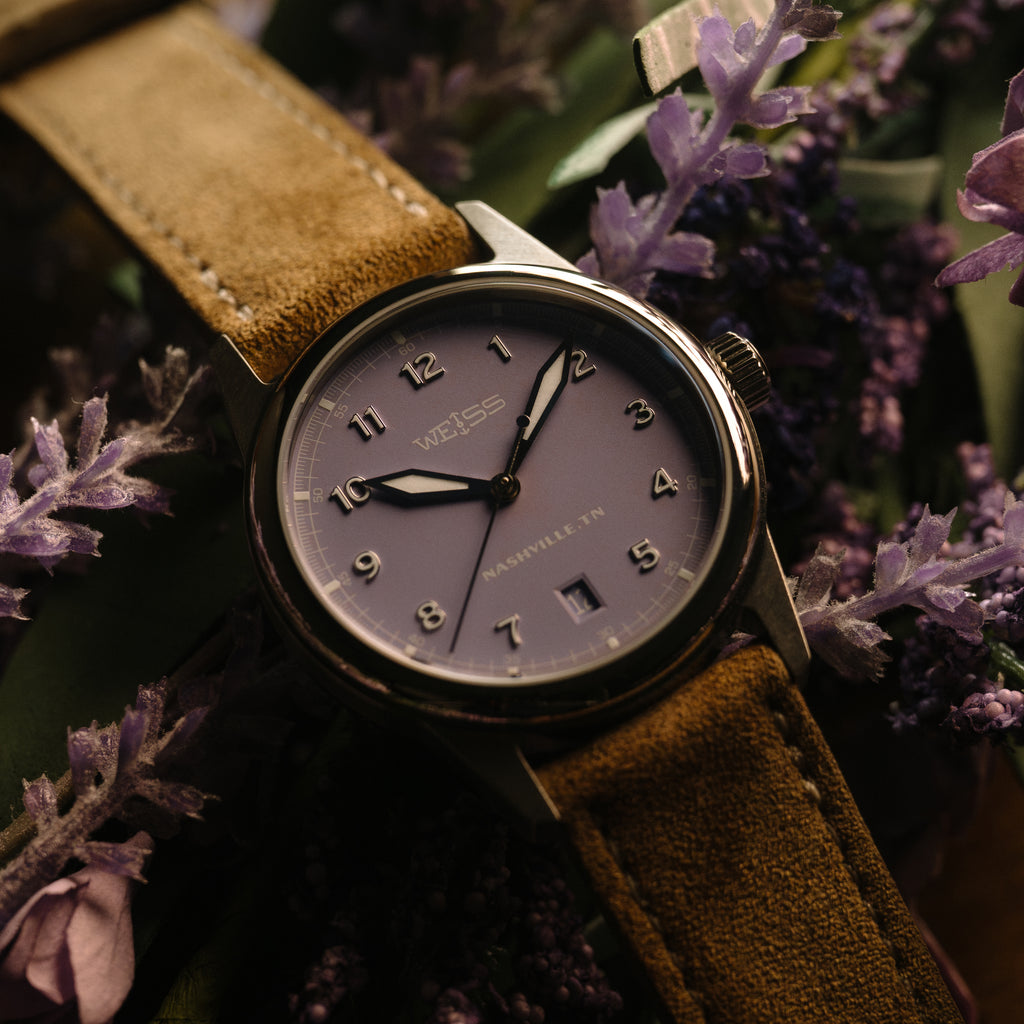 *Limited Edition* 38mm Automatic Standard Issue Field Watch with Date: Lavender Dial