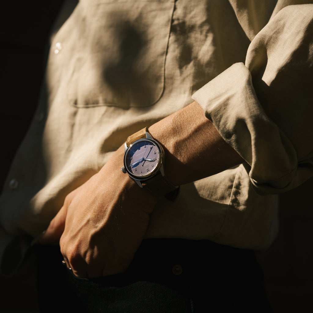 *Limited Edition* 38mm Automatic Standard Issue Field Watch with Date: Lavender Dial