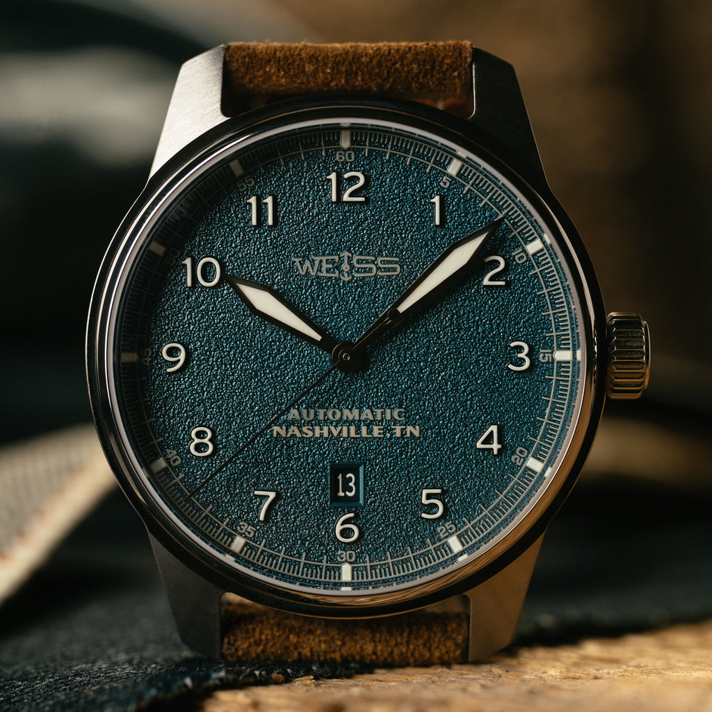 *Limited Edition* 42mm Automatic Standard Issue Field Watch with Date: Textured Denim Dial