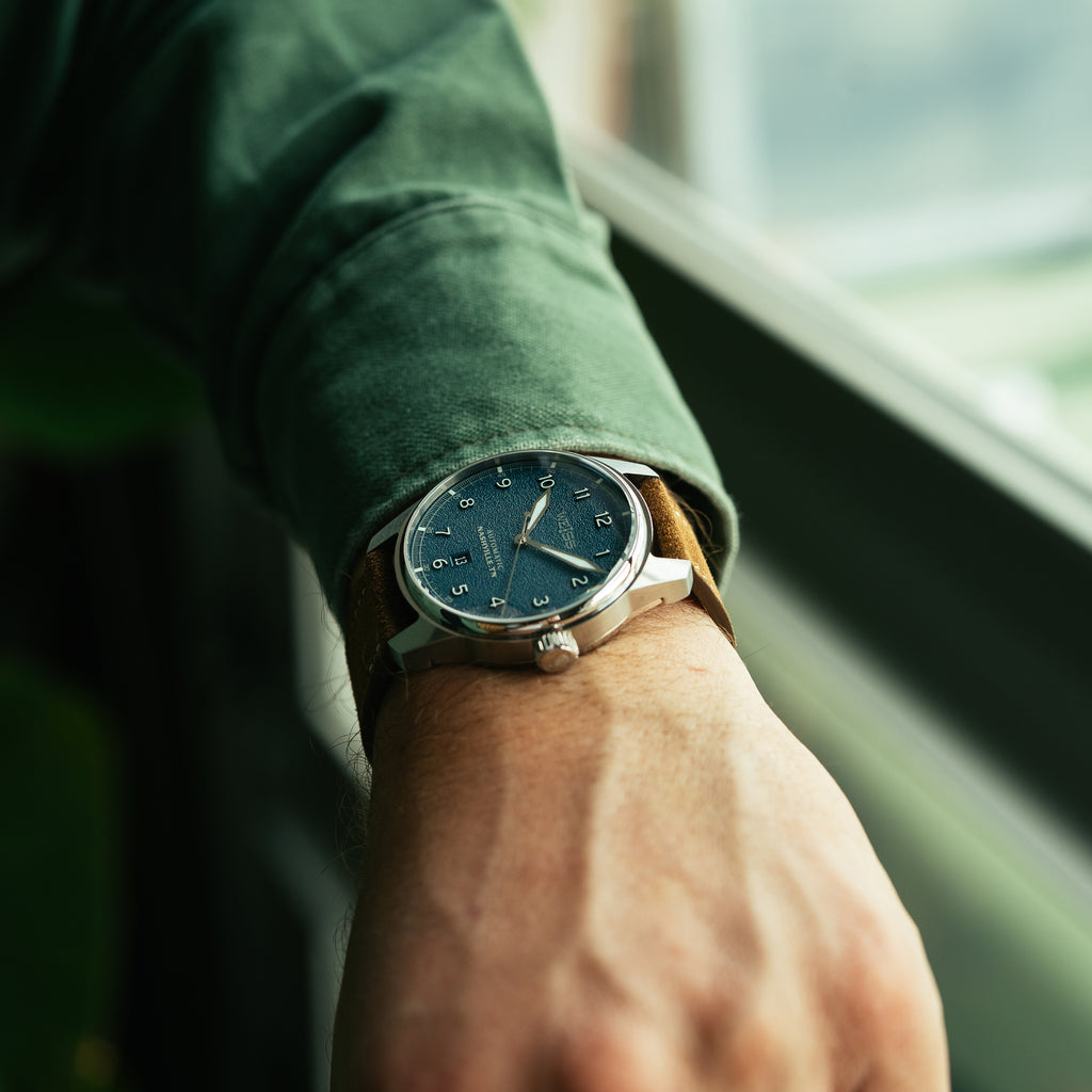 *Limited Edition* 42mm Automatic Standard Issue Field Watch with Date: Textured Denim Dial