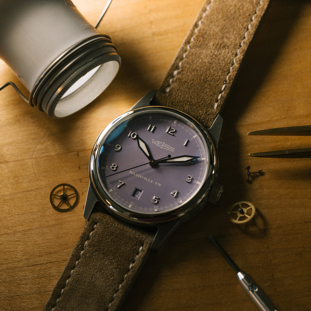 *Limited Edition* 38mm Automatic Standard Issue Field Watch with Date: Lavender Dial