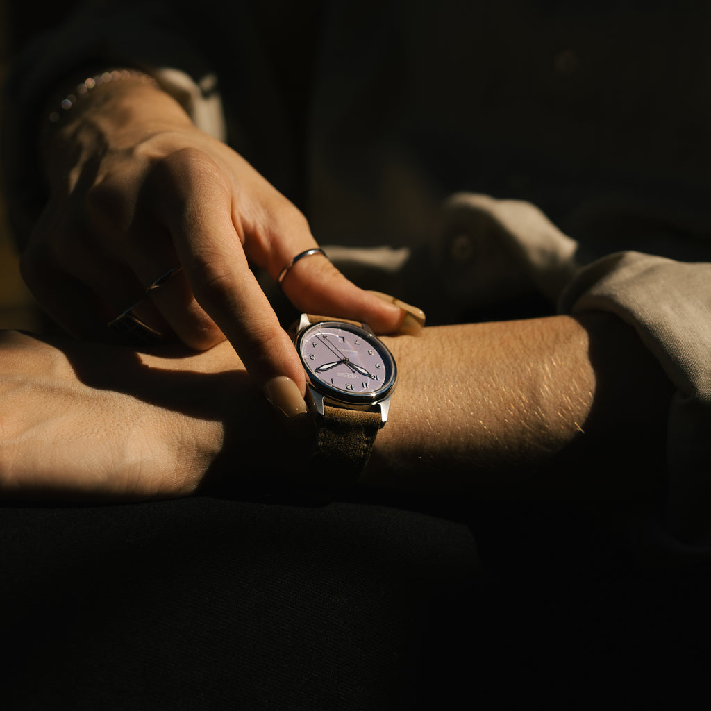 *Limited Edition* 38mm Automatic Standard Issue Field Watch with Date: Lavender Dial